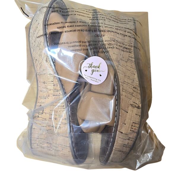 Sam Edelman Ramsey Sandals Womens US 8.5 Platform Brown Leather Cork Wedge High - Picture 6 of 8